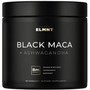 TERRA ELMNT Black Maca Root Supplement | Supports Energy, Stamina & Balance | Organic Maca with Ashwagandha Capsules